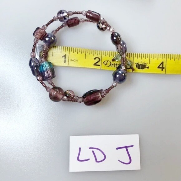 Shades of Purple Memory Wrap Bead Bracelet - Picture 4 of 5